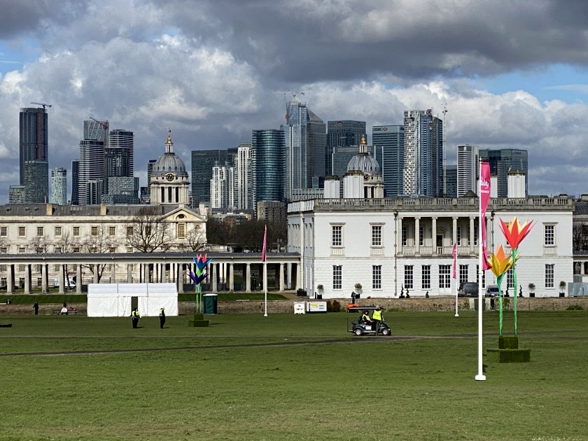 Old Royal Naval College, Queens House and Canary Wharf