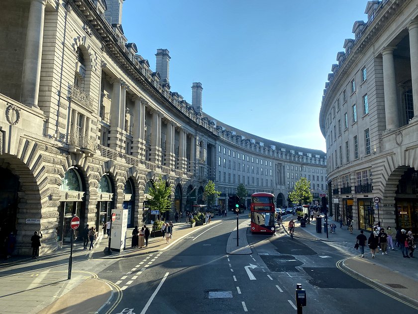 Long shadows and graceful architecture in Regent Street