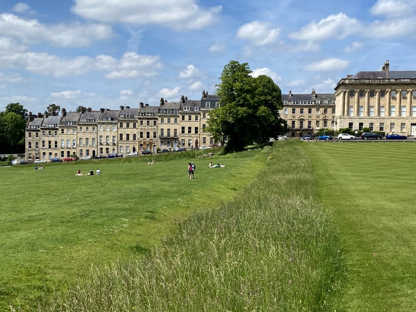 The Marlborough Buildings run downhill from the western edge of Royal Crescent
