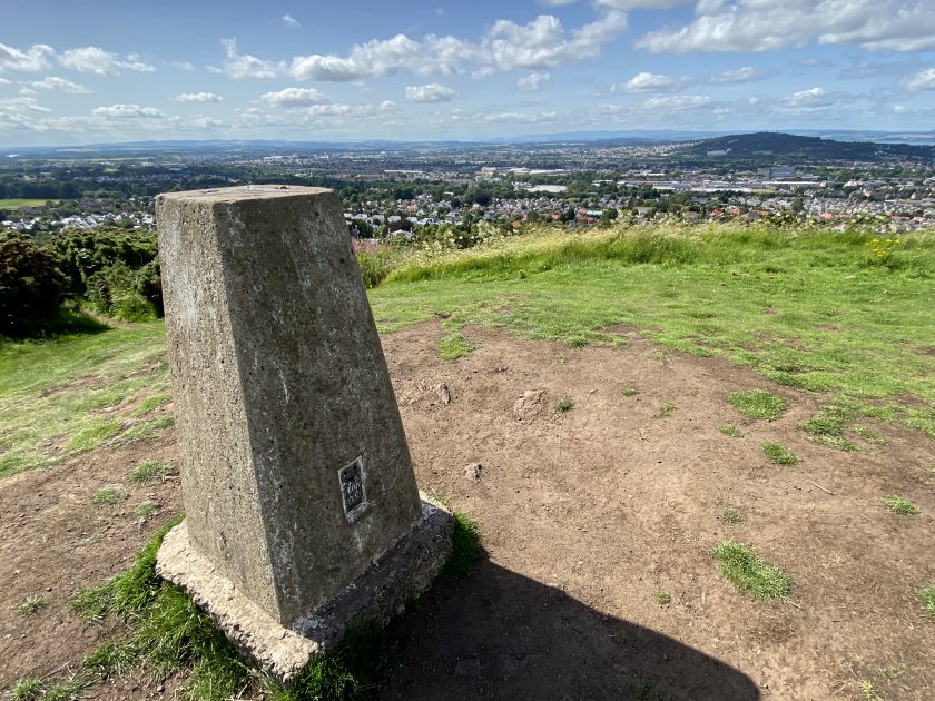 Wester Craiglockhart Hill trig point and Corstorphine Hill view