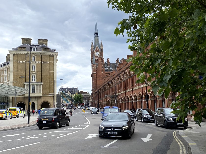 Classic view of St Pancras station from Pancras Road