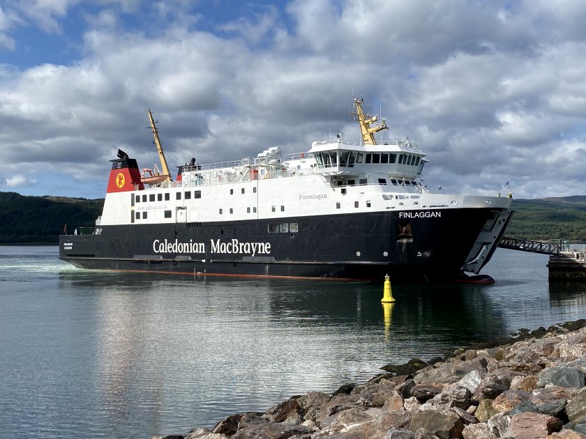 MV Finlaggan berths at Kennacraig on West Loch Tarbert