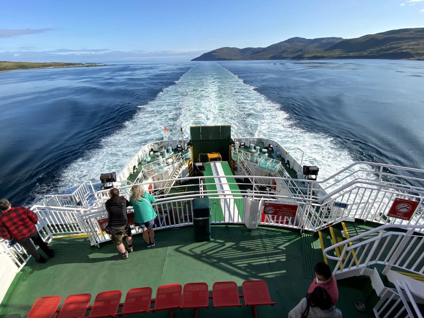 We're now sailing along the Sound of Islay, the narrow passage between Islay and Jura
