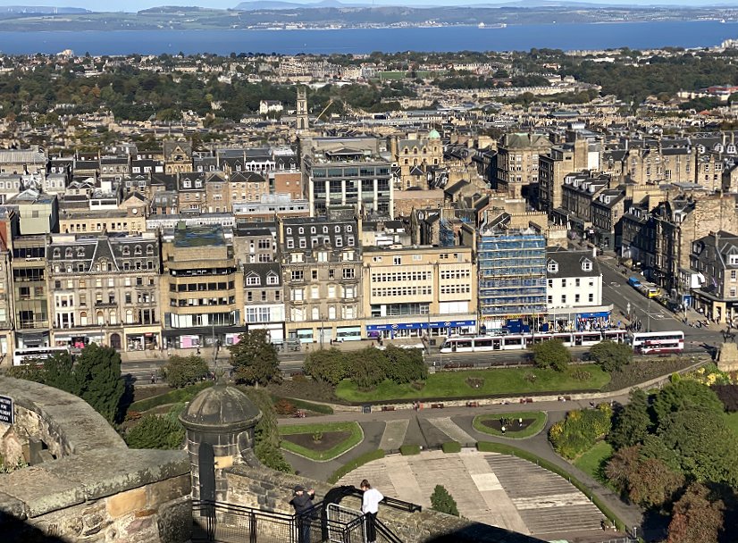View from the castle to Princes St, the New Town, North Edinburgh and beyond