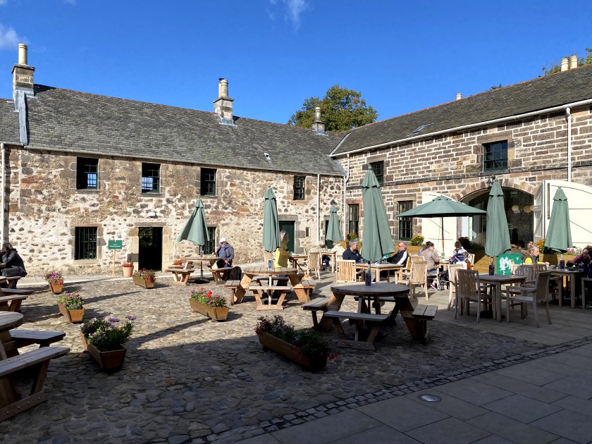 The former stables now form the café courtyard
