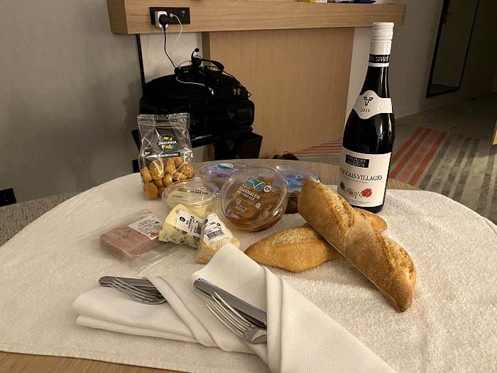 Post-curfew, in-room picnic