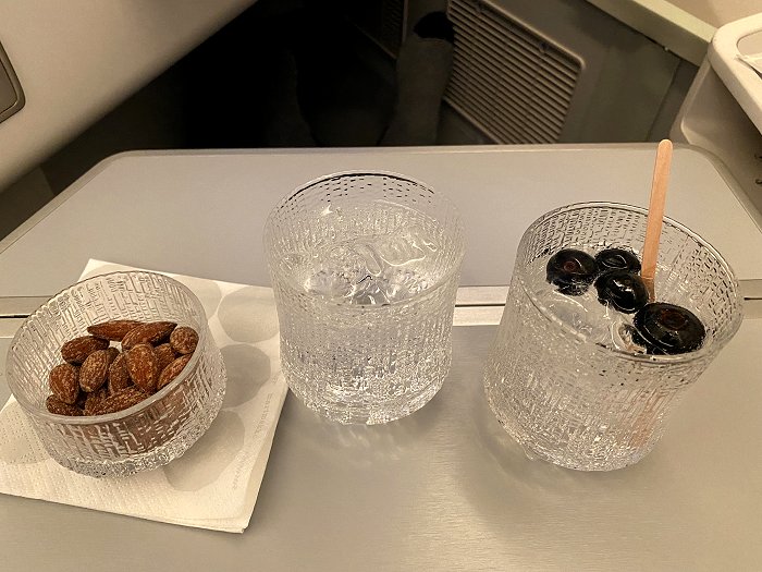 Post-take-off G&T with blueberries