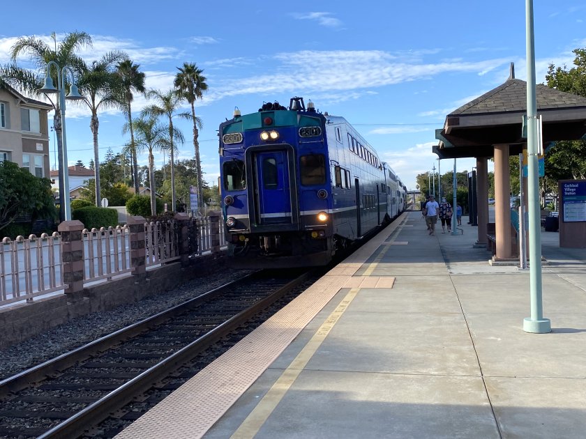 About to board our second train at Carlsbad, for the short ride to Solana Beach