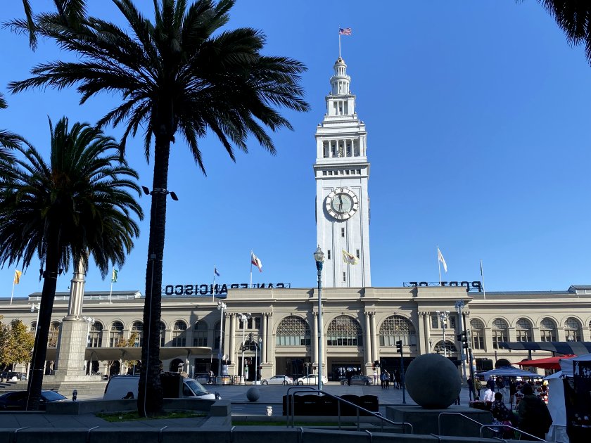 The Ferry Building, at the end of Market Street