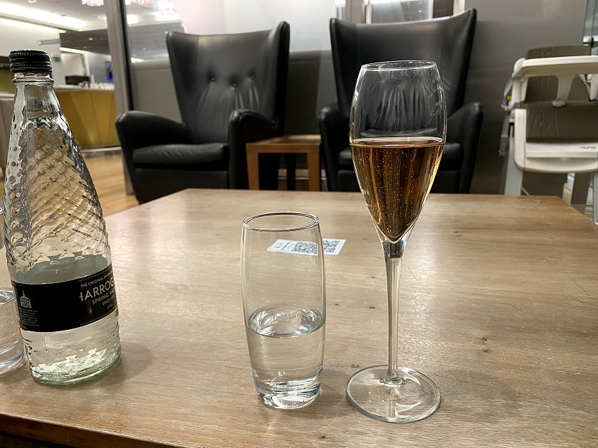 Another fizz top-up in a near-deserted T5 F-lounge at LHR