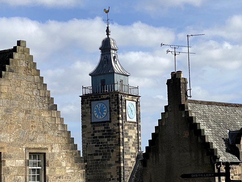 Tolbooth framed by stepped gables