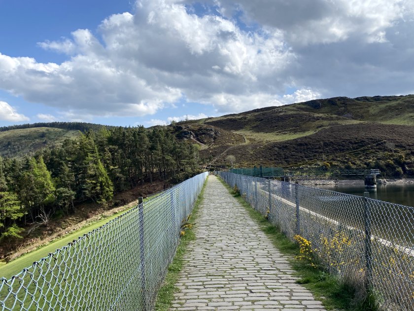 This footpath off Torduff Rd runs along the NE-facing end of the reservoir