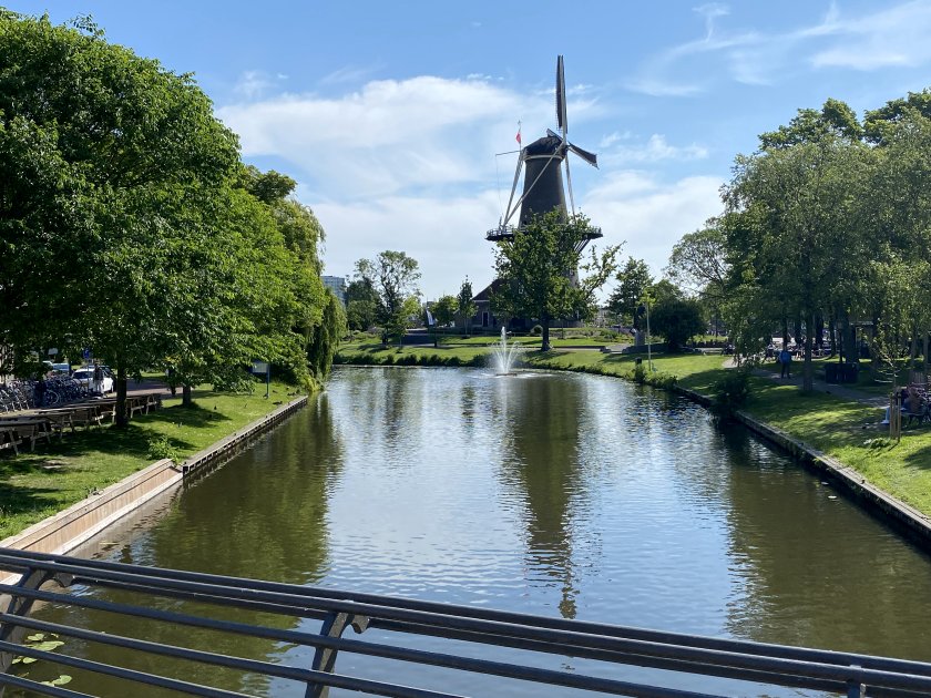View from the Rijnsburgerbrug towards the Windmill Museum