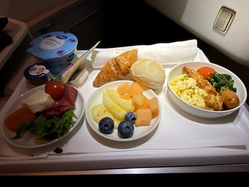 Much later in the flight, this is breakfast