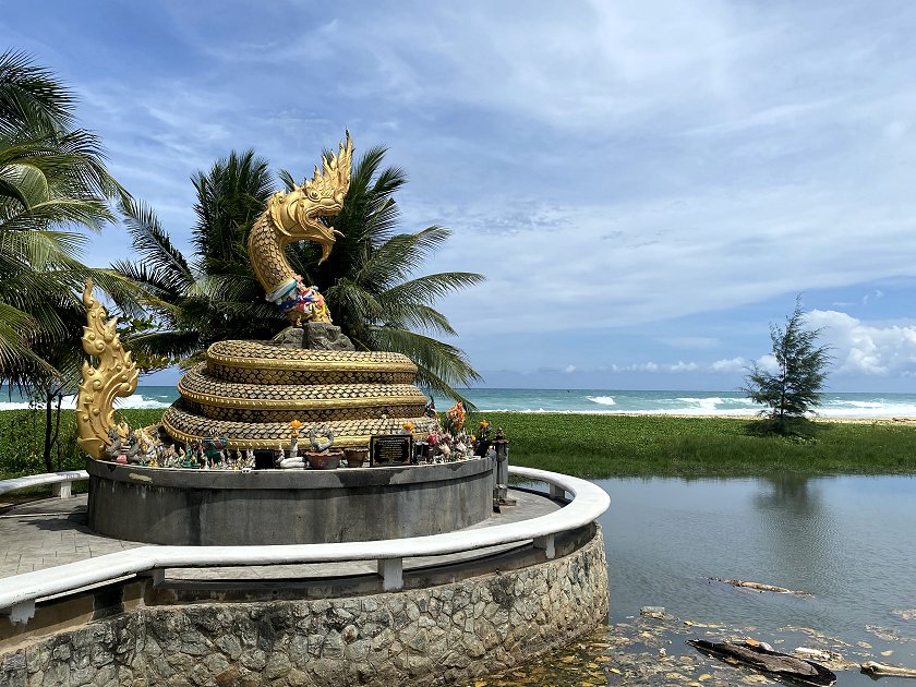 Away from the hotel, this golden snake statue is known as the 'Karon Dragon'