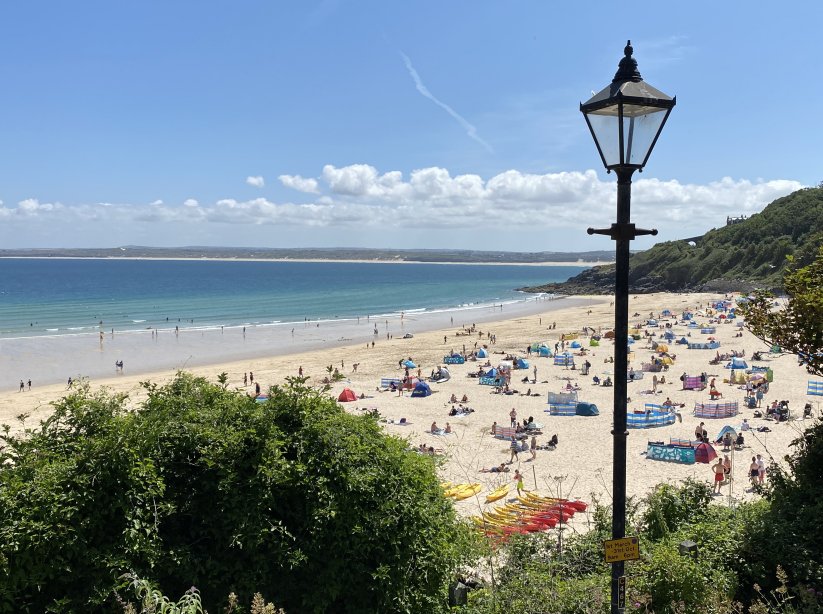 My first St Ives beach view is a busy one - perhaps not surprising on a gorgeous day in July!